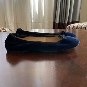 Blue velvet ballet flats